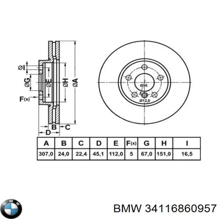 Disco do freio dianteiro BMW 34116860957 preço, a partir de 70,31 USD
