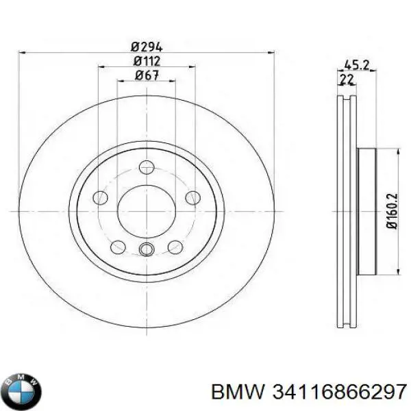 Compre 34116866297 BMW Disco do freio dianteiro