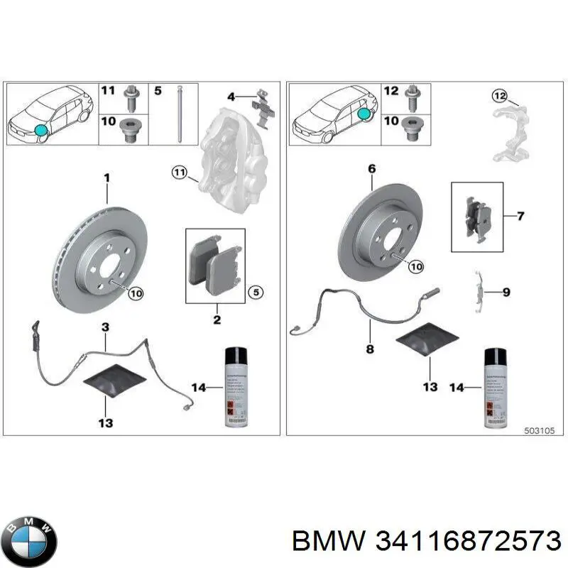 Kit de reparação das sapatas do freio BMW 34116872573 preço, a partir de 20,08 USD