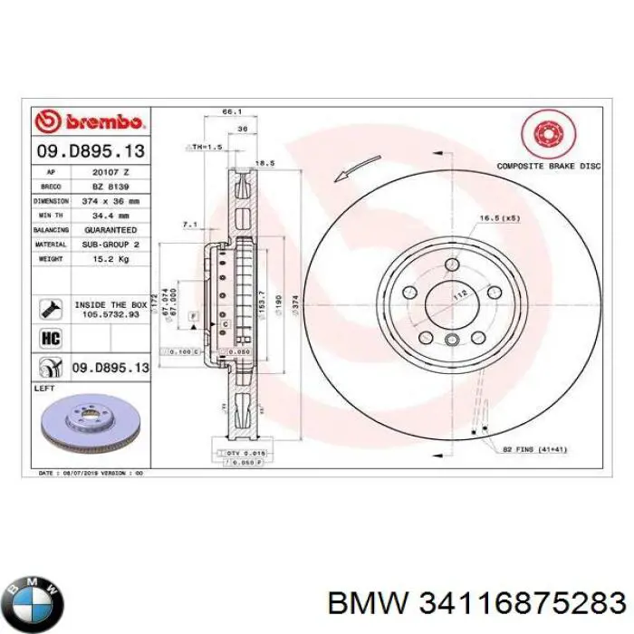 Compre 34116875283 BMW Disco do freio dianteiro