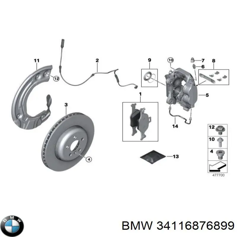 34116876899 BMW Kit de reparação de suporte do freio dianteiro