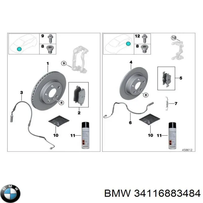 34116883484 BMW Suporte do freio dianteiro direito