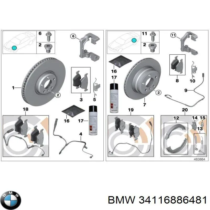 34116886481 BMW Disco do freio dianteiro