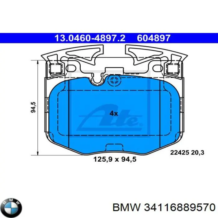 34116889570 BMW Sapatas do freio dianteiras de disco