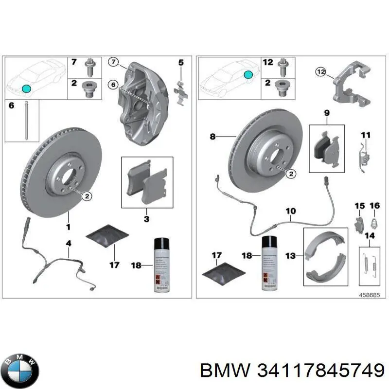 34117845749 BMW Kit de reparação dos freios dianteiros