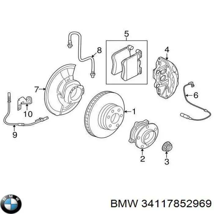 34117852969 BMW Sapatas do freio dianteiras de disco