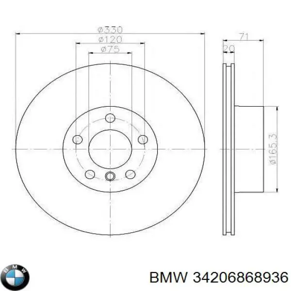 34206868936 BMW Disco do freio traseiro