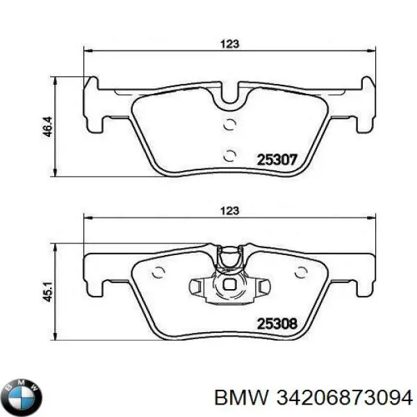 34206873094 BMW Sapatas do freio traseiras de disco