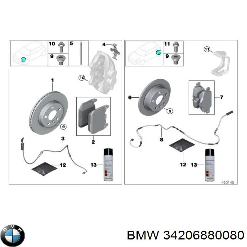34206880080 BMW Disco do freio traseiro