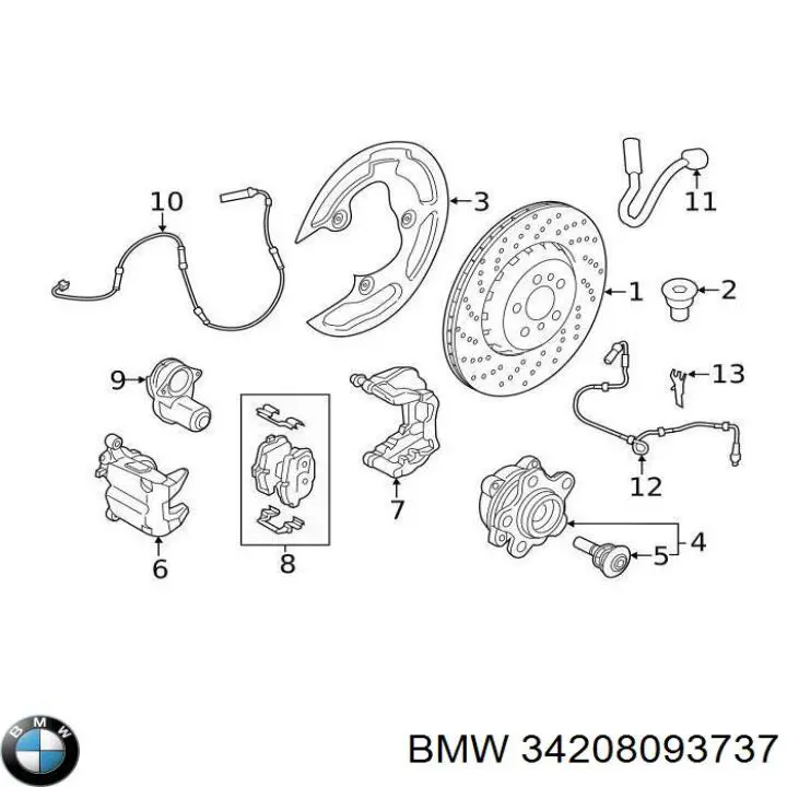 34208093737 BMW Sapatas do freio traseiras de disco