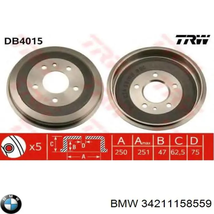 Tambor do freio traseiro BMW 34211158559 preço, a partir de 63,77 USD