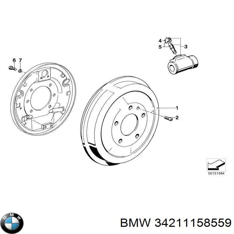 Compre 34211158559 BMW Tambor do freio traseiro