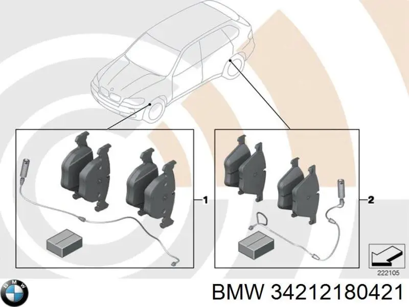 Compre 34212180421 BMW Sapatas do freio traseiras de disco
