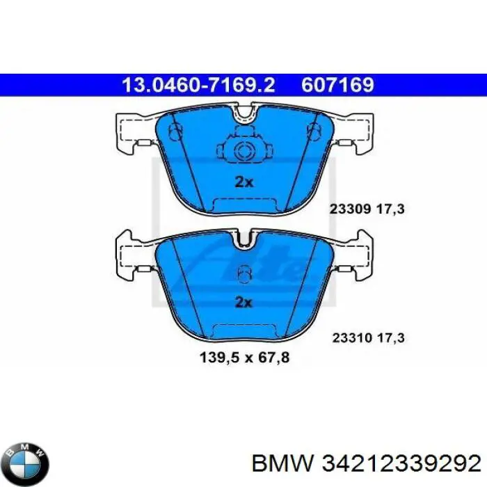 Sapatas do freio traseiras de disco BMW 34212339292 preço, a partir de 39,14 USD