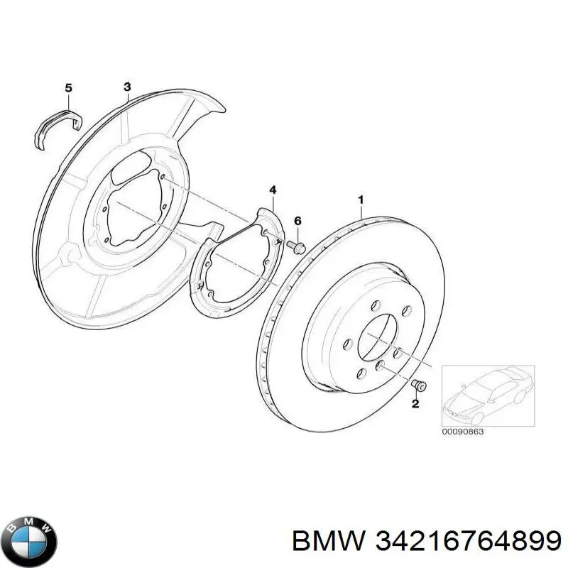 34216764899 BMW Proteção esquerda do freio de disco traseiro