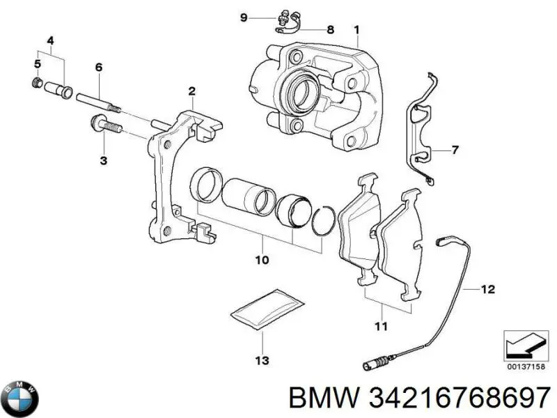 34216768697 BMW Suporte do freio traseiro esquerdo