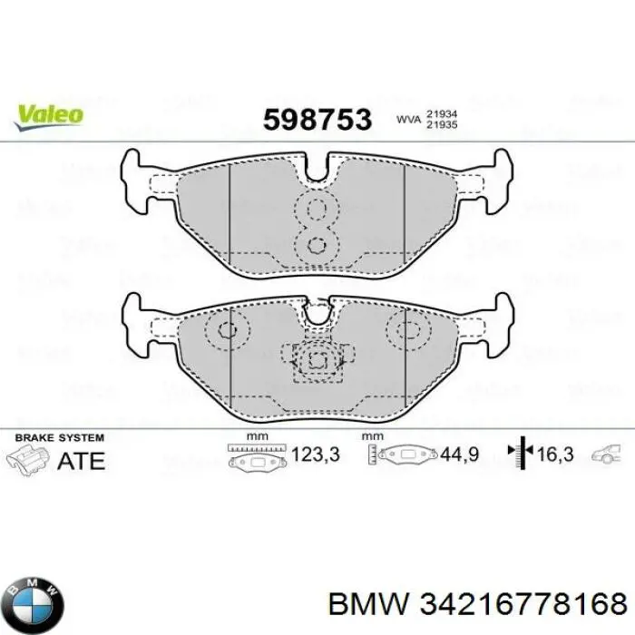 Compre 34216778168 BMW Sapatas do freio traseiras de disco