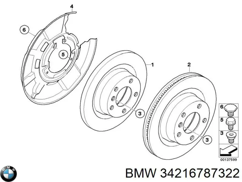 34216787322 BMW Proteção direita do freio de disco traseiro