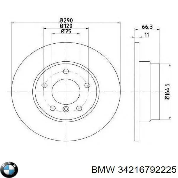 34216792225 BMW Disco do freio traseiro