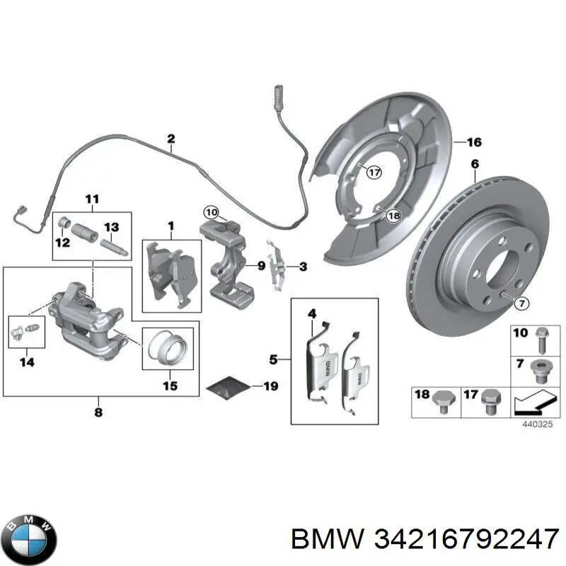 34216792247 BMW Proteção esquerda do freio de disco traseiro