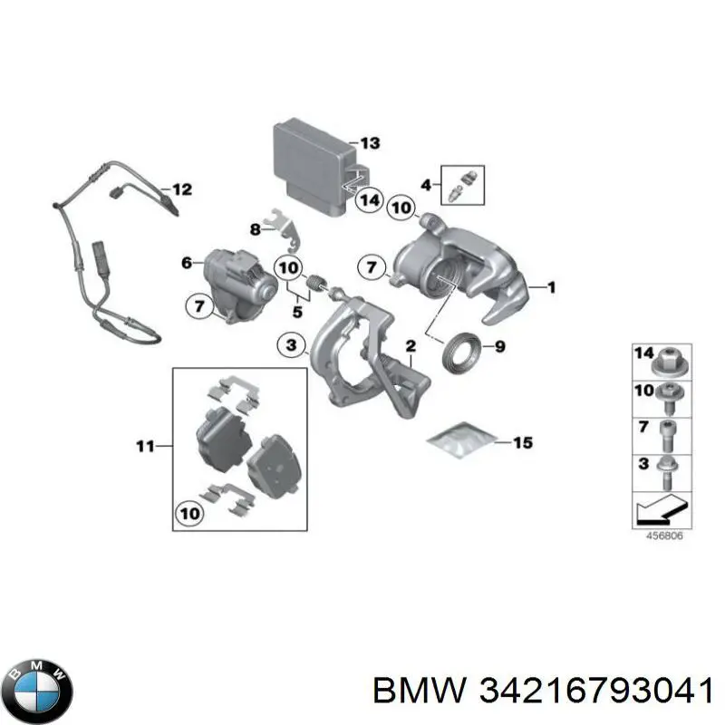 34216793041 BMW Suporte do freio traseiro esquerdo