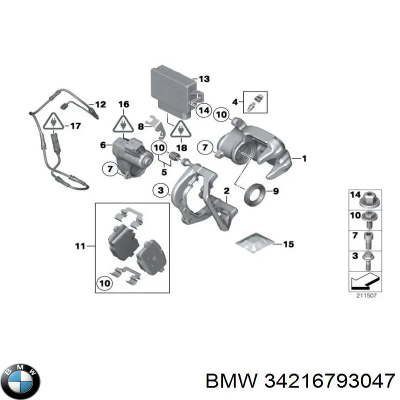 34216793047 BMW Suporte do freio traseiro esquerdo