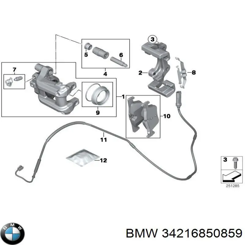 34216850859 BMW Kit de reparação de suporte do freio traseiro