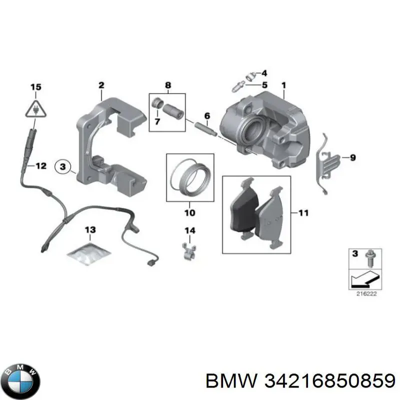 Compre 34216850859 BMW Kit de reparação de suporte do freio traseiro