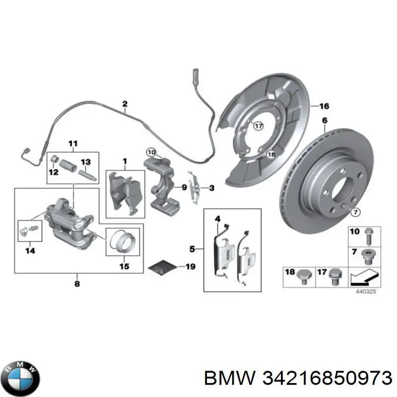 34216850973 BMW Suporte do freio traseiro esquerdo