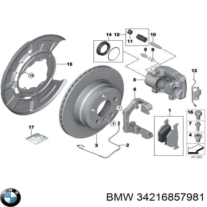 34216857981 BMW Proteção do freio de disco traseiro