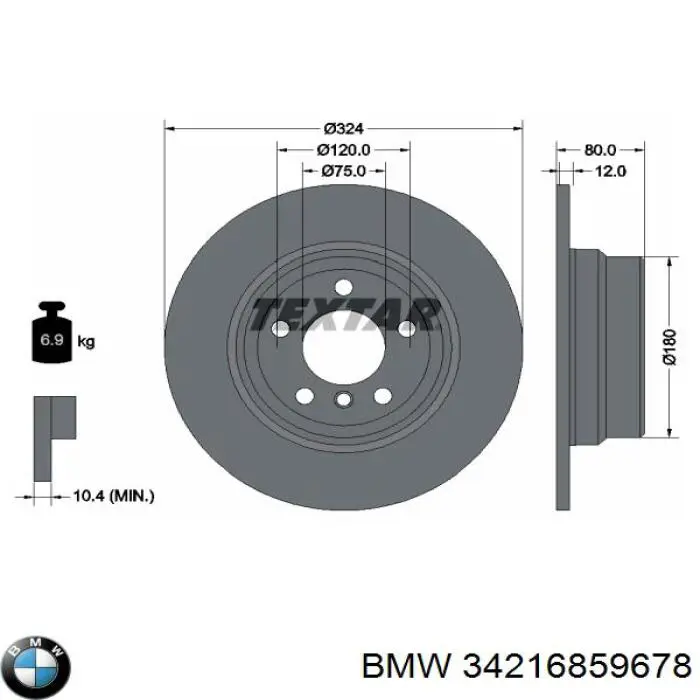 Disco do freio traseiro BMW 34216859678 preço, a partir de 57,31 USD