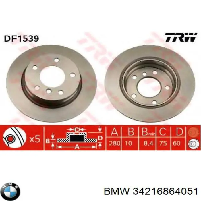 34216864051 BMW Disco do freio traseiro