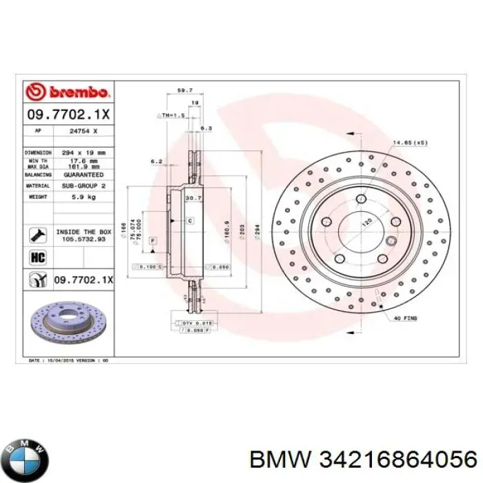 Disco do freio traseiro BMW 34216864056 preço, a partir de 38,25 USD