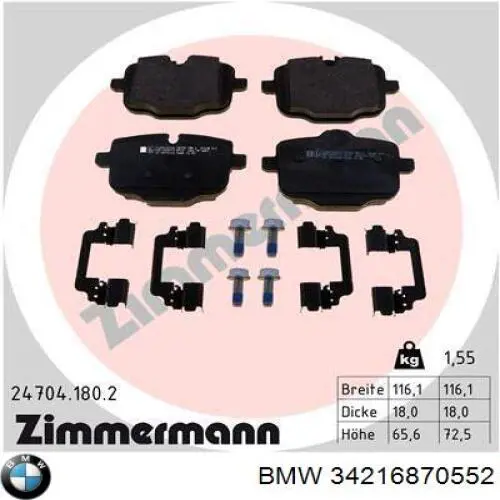 Compre 34216870552 BMW Sapatas do freio traseiras de disco