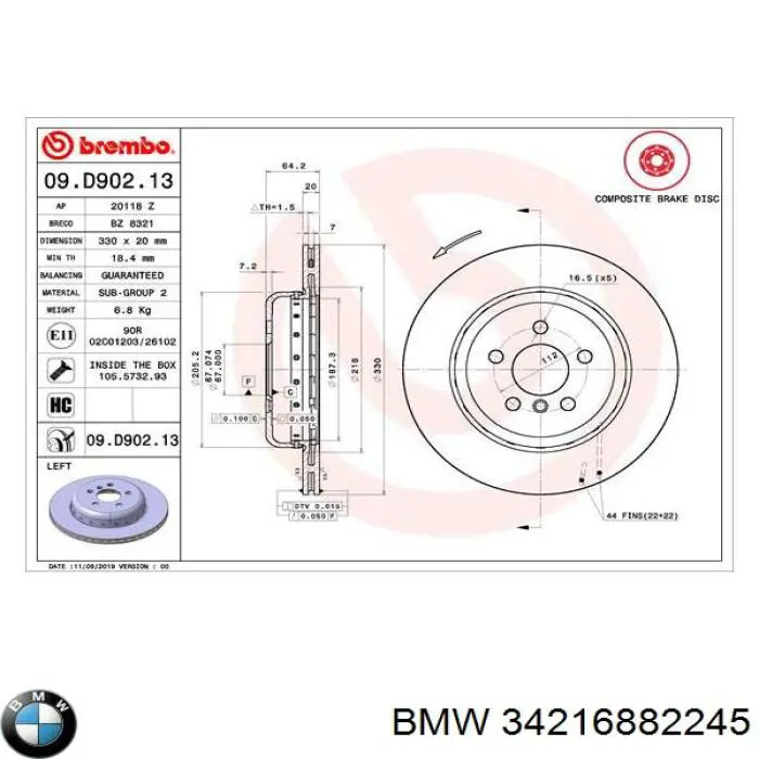 Compre 34216882245 BMW Disco do freio traseiro