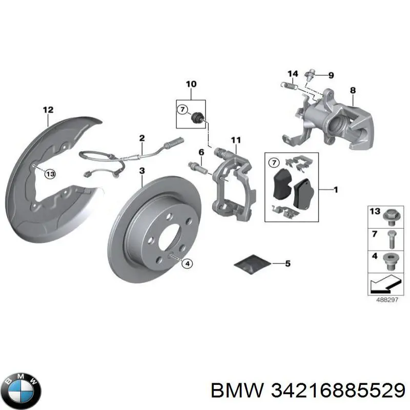 Compre 34216885529 BMW Sapatas do freio traseiras de disco