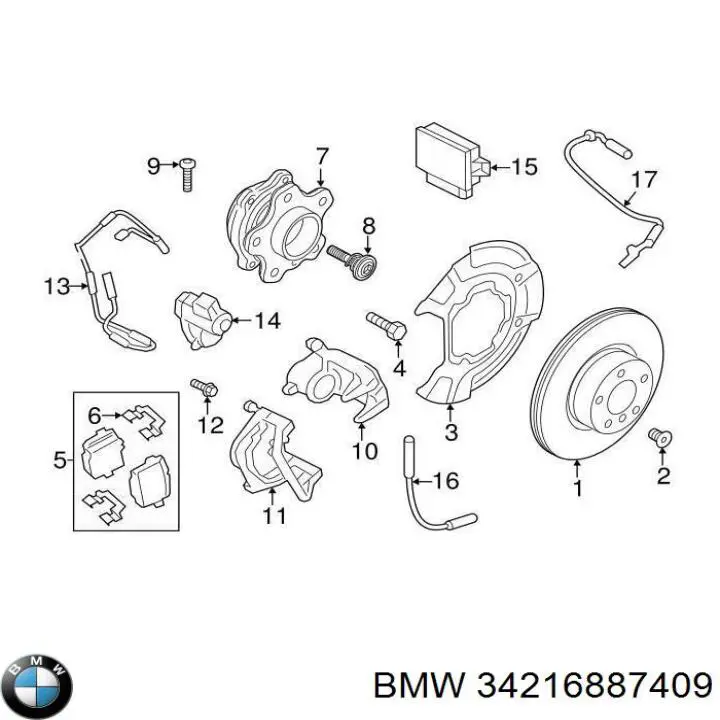 Suporte do freio traseiro esquerdo BMW 34216887409 preço, a partir de 345,62 USD