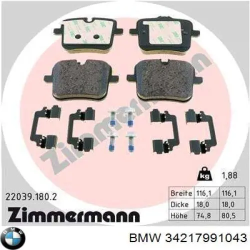 Sapatas do freio traseiras de disco BMW 34217991043 preço, a partir de 164,26 USD