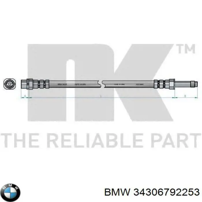 Compre 34306792253 BMW Mangueira do freio traseira