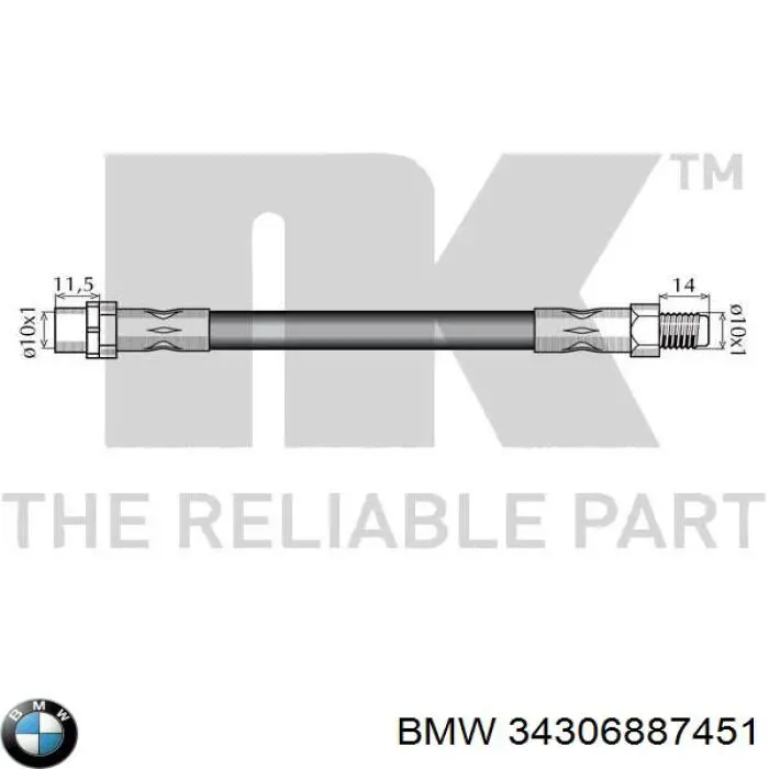 Compre 34306887451 BMW Mangueira do freio dianteira