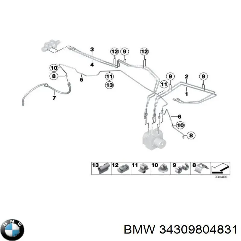 34309804831 BMW Mangueira do freio dianteira