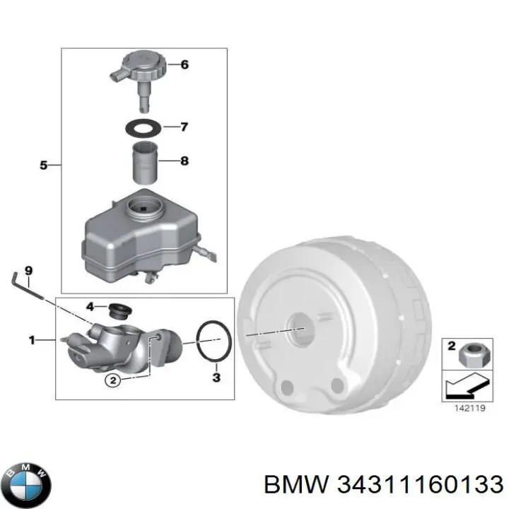 Compre 34311160133 BMW Kit de reparação de cilindro mestre do freio