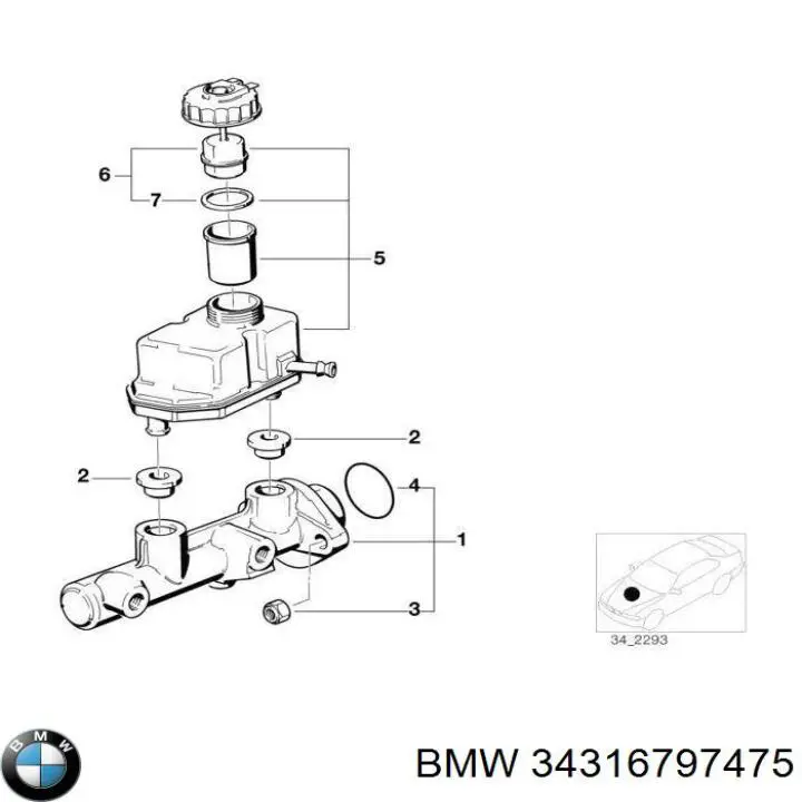 Compre 34316797475 BMW Kit de reparação de cilindro mestre do freio