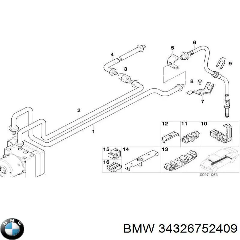 34326752409 BMW Mangueira do freio traseira direita