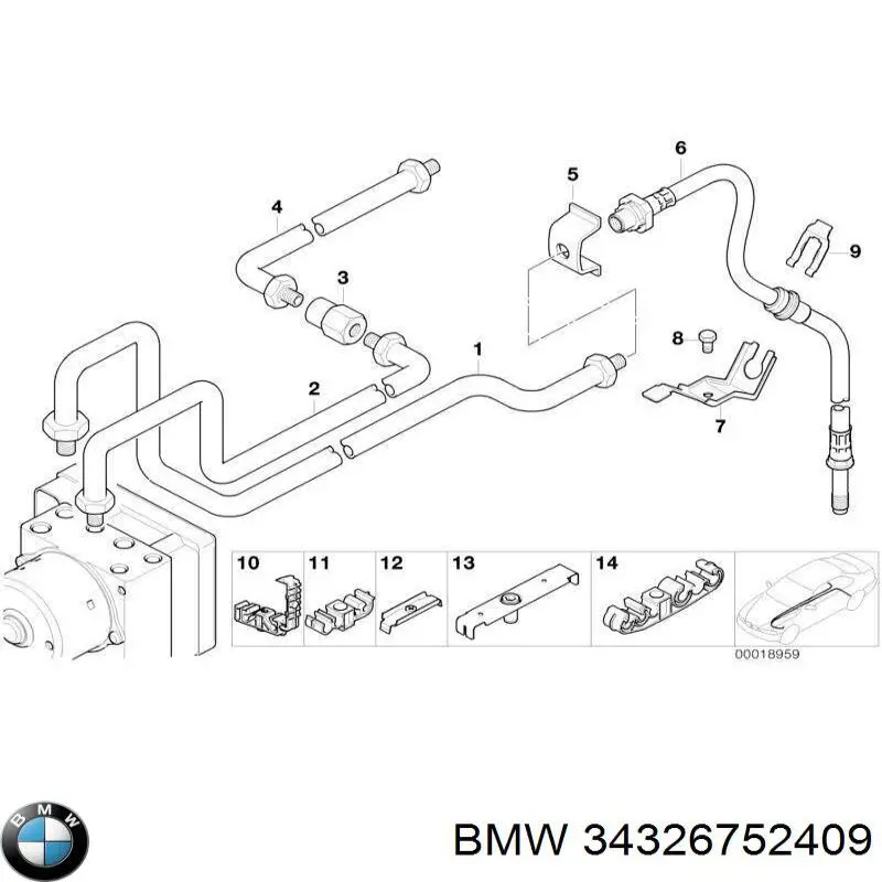 Mangueira do freio traseira direita BMW 34326752409 preço, a partir de 50,59 USD