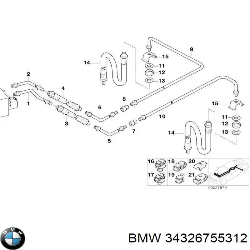 34326755312 BMW Tubo do freio traseiro esquerdo