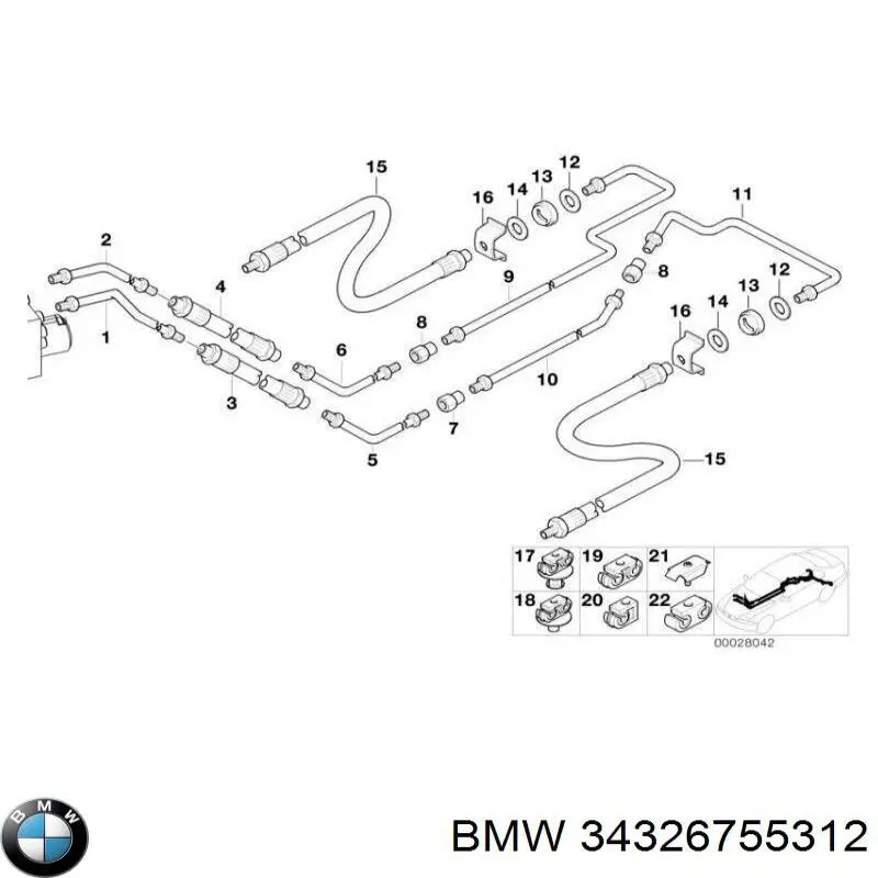 Compre 34326755312 BMW Tubo do freio traseiro esquerdo