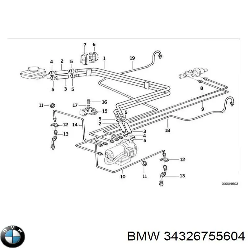 34326755604 BMW Mangueira do freio traseira direita