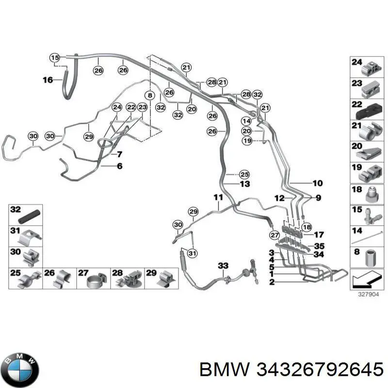 Mangueira do freio traseira direita BMW 34326792645 preço, a partir de 68,64 USD