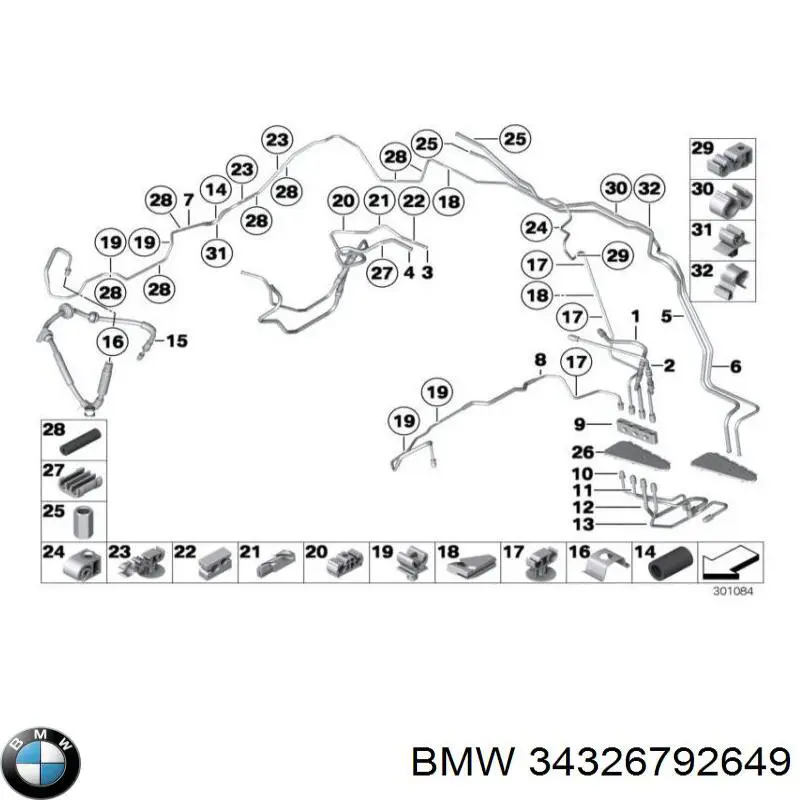 34326792649 BMW Mangueira do freio traseira direita